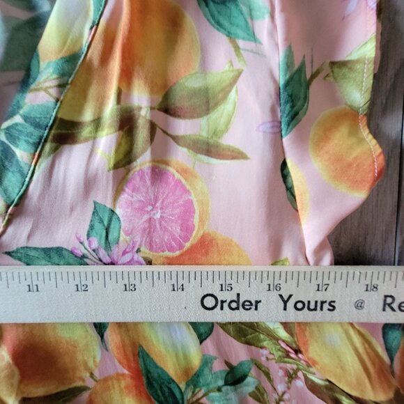 Joie Womens Large Sleeveless Lemon Print Blouse With Flutter Sleeves V-Neckline - Picture 14 of 14